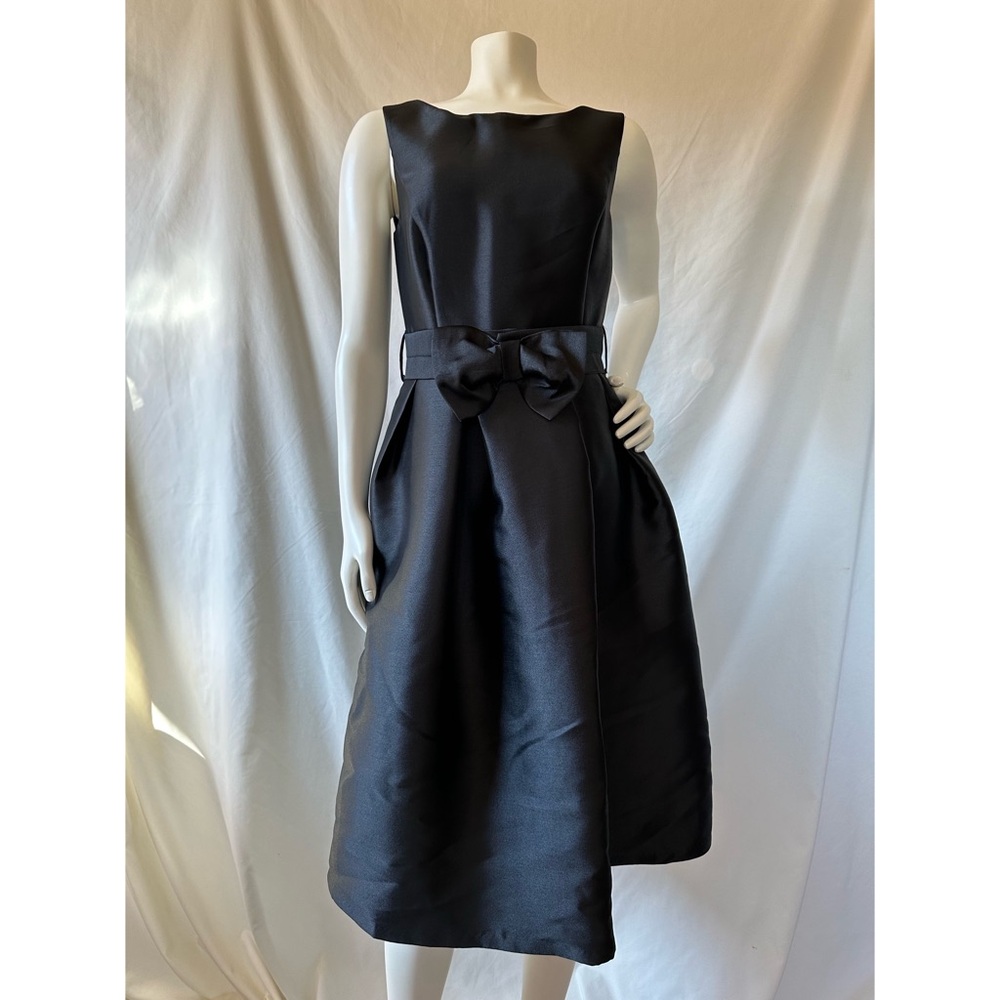 Classic Black Midi Dress with Bow Belt